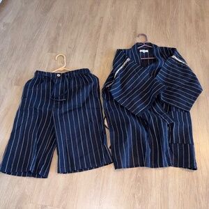 Traditional Japanese Jinbei Set - 100% Cotton Seersucker Loungewear - Men’s Navy